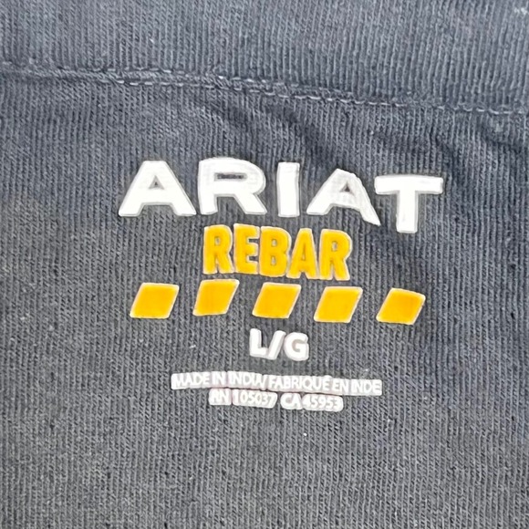 ARIAT‎ Rebar 1/4 Zip Pullover Shirt Men's LARGE Gray Long Sleeve Workwear - Picture 4 of 10